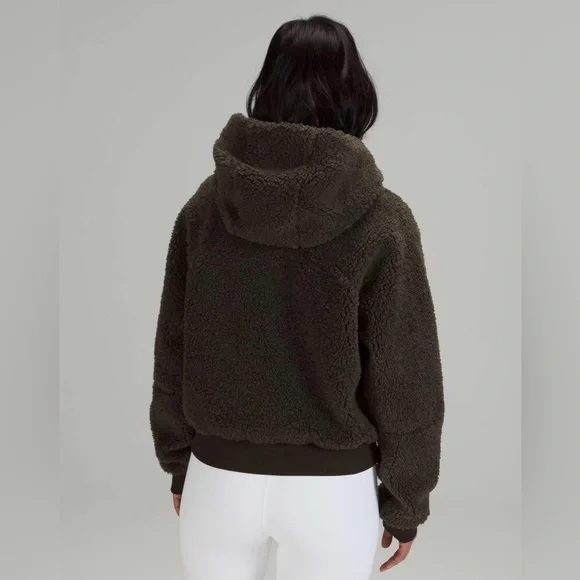 Lululemon Textured Fleece 1/2 Zip Dark Olive Size 10 - Picture 4 of 8